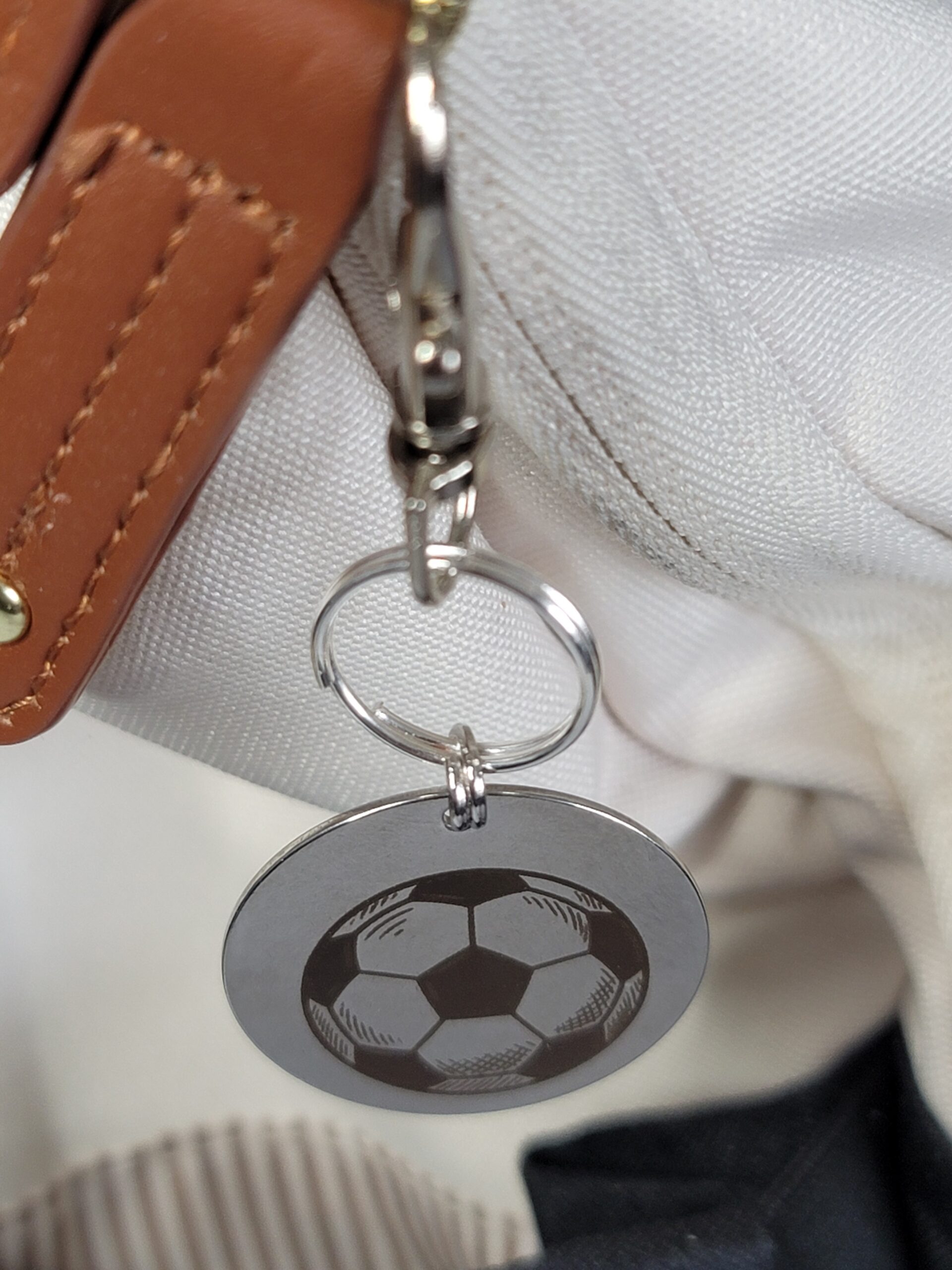 Laser Engraved Soccer Keychain Fob – Steel Sports Zipper Pull