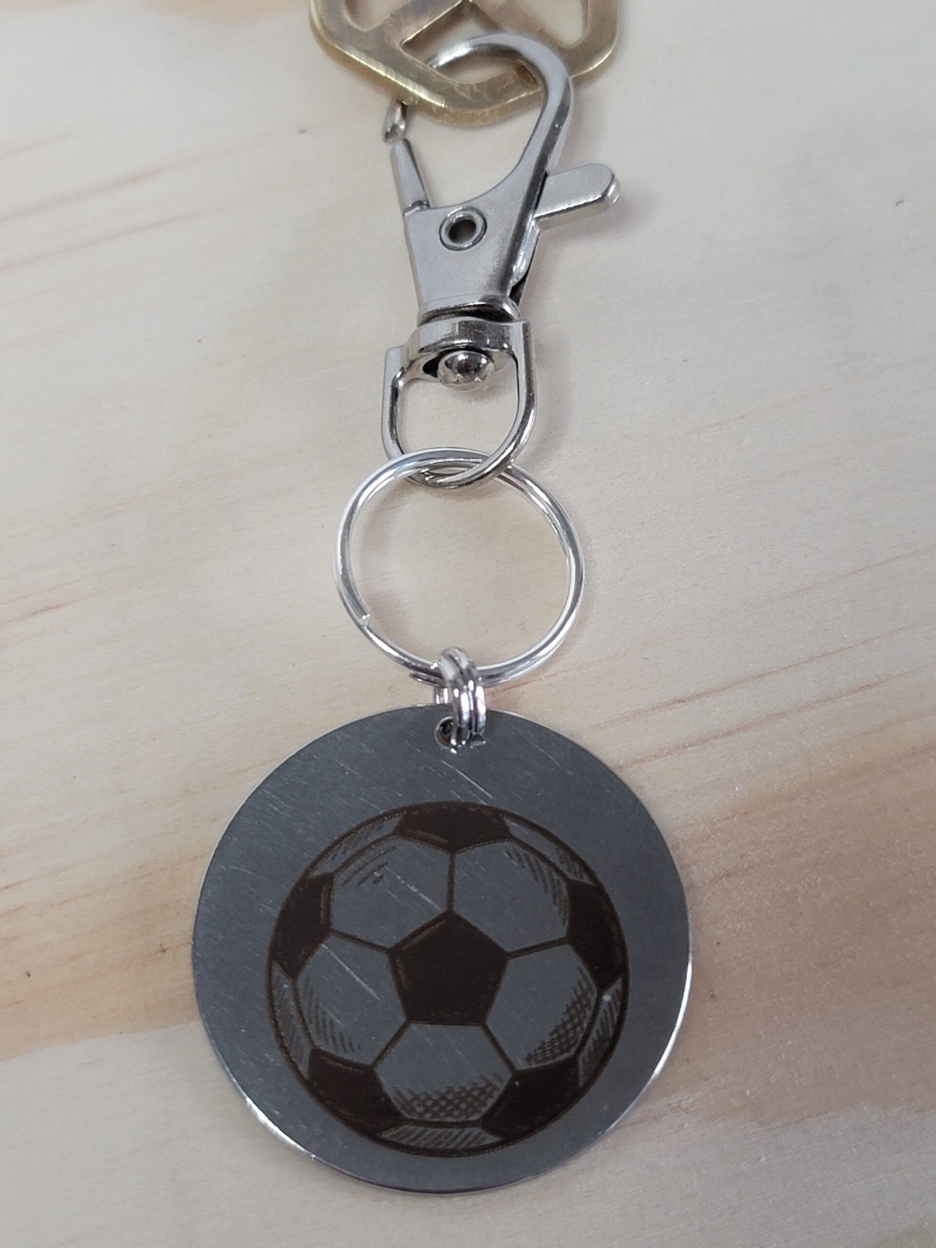 Laser Engraved Soccer Keychain Fob – Steel Sports Zipper Pull - Image 2