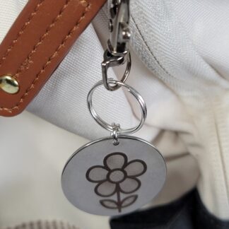 Laser Engraved Spring Floral Keychain Fob – Steel Zipper Pull Accessory