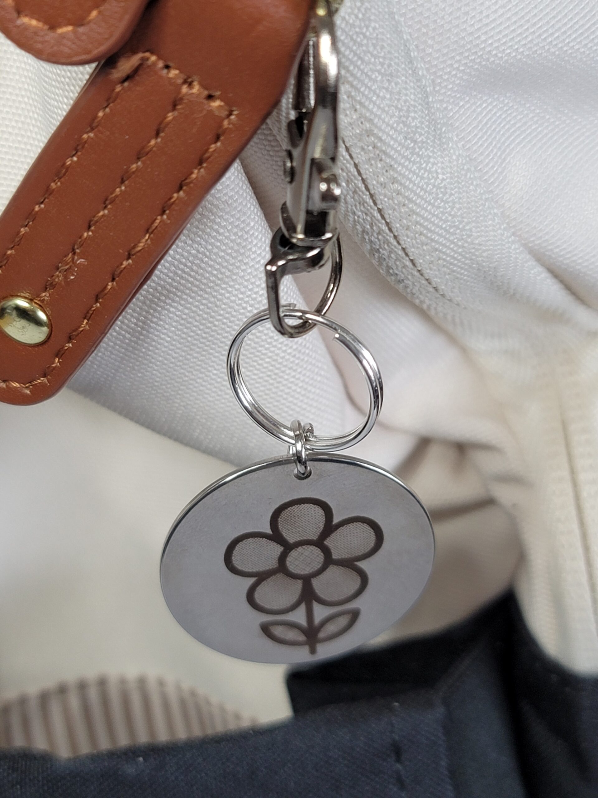 Laser Engraved Spring Floral Keychain Fob – Steel Zipper Pull Accessory