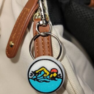 3D Printed Swimming Keychain Fob – Multicolor Zipper Pull Accessory
