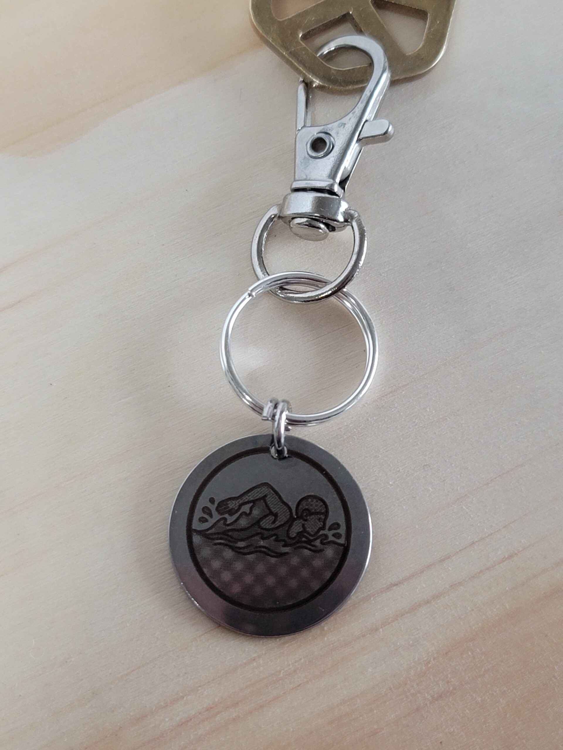 Laser Engraved Swimming Keychain Fob – Steel Sports Zipper Pull - Image 4