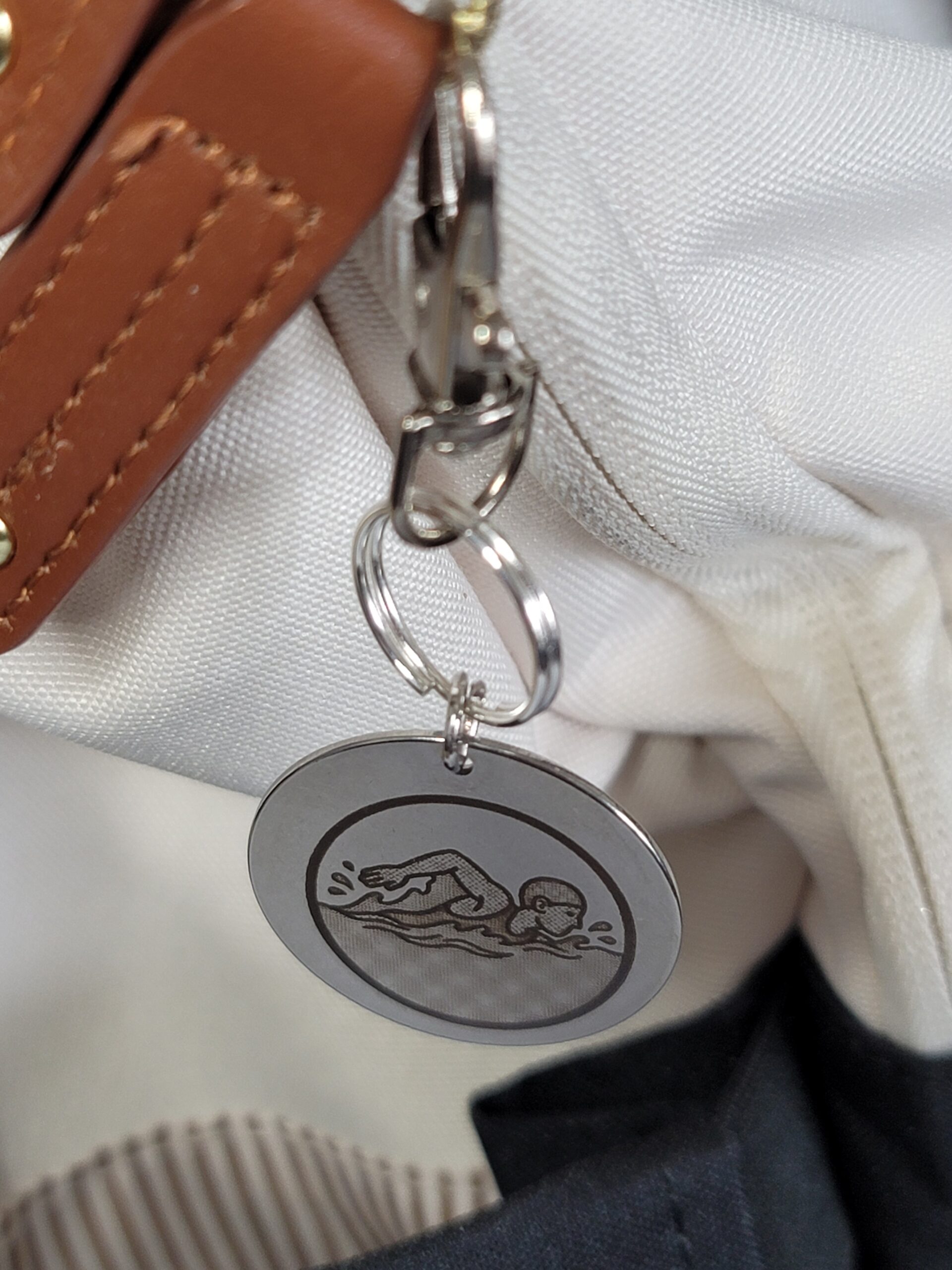 Laser Engraved Swimming Keychain Fob – Steel Sports Zipper Pull