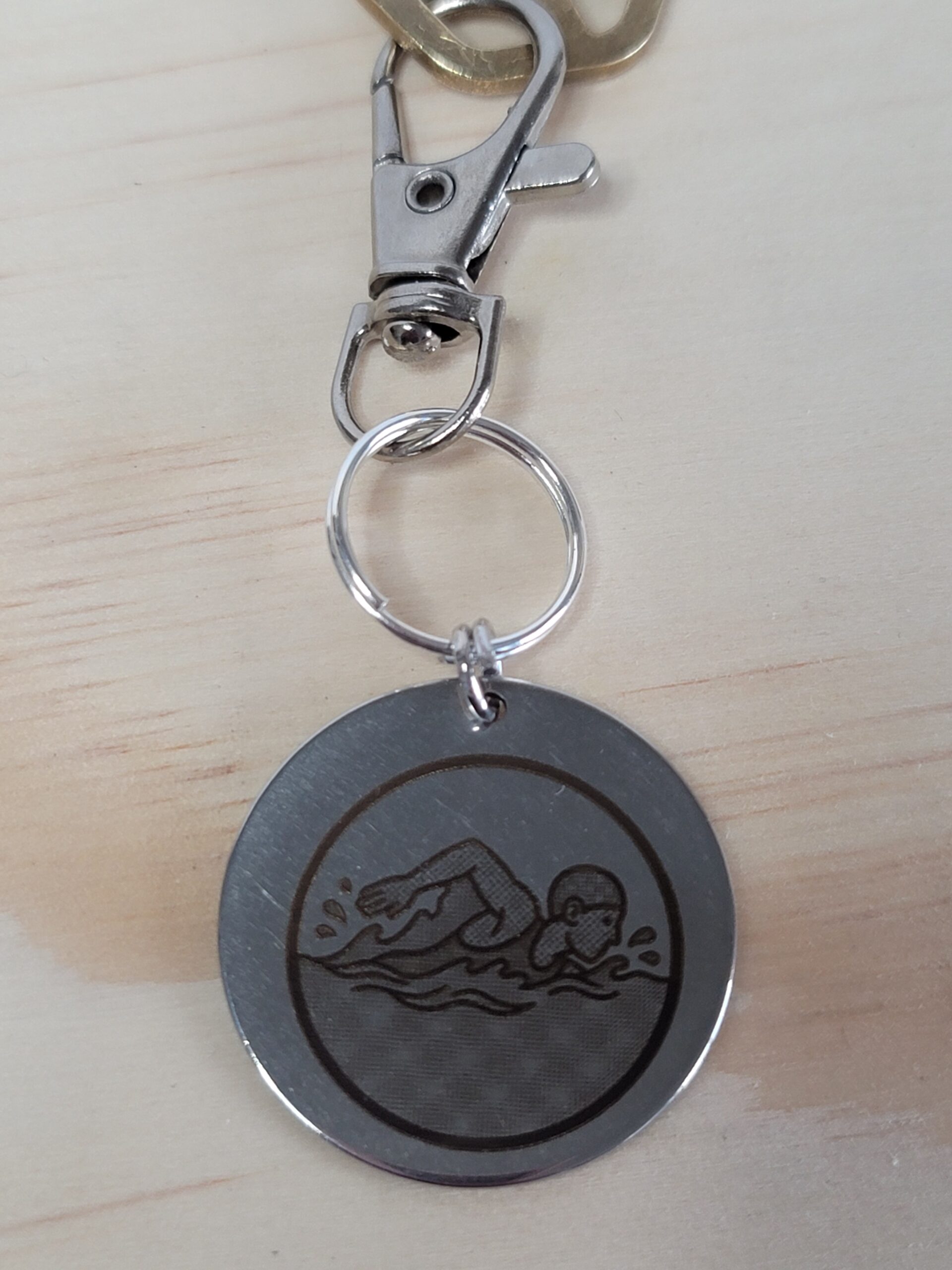 Laser Engraved Swimming Keychain Fob – Steel Sports Zipper Pull - Image 2