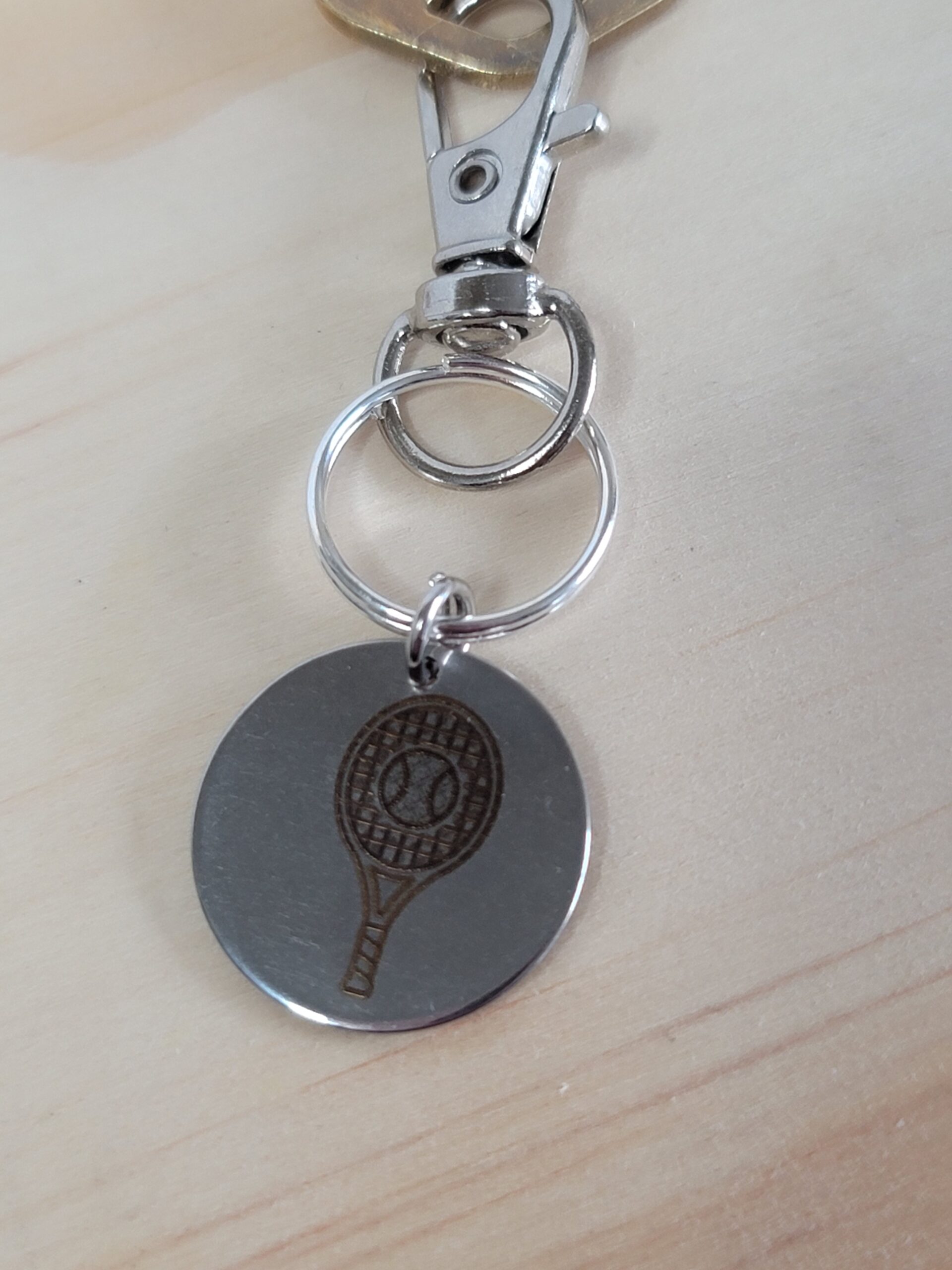 Laser Engraved Tennis Keychain Fob – Steel Sports Zipper Pull - Image 4