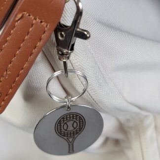 Laser Engraved Tennis Keychain Fob – Steel Sports Zipper Pull