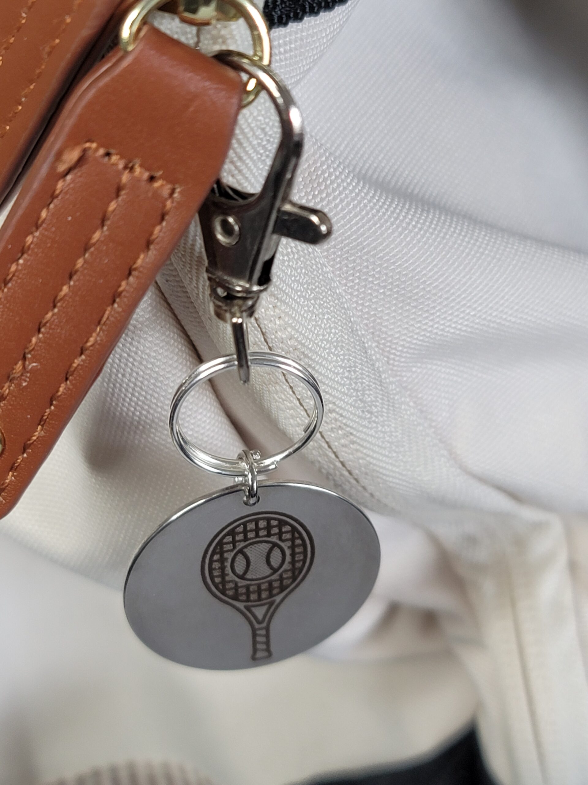 Laser Engraved Tennis Keychain Fob – Steel Sports Zipper Pull