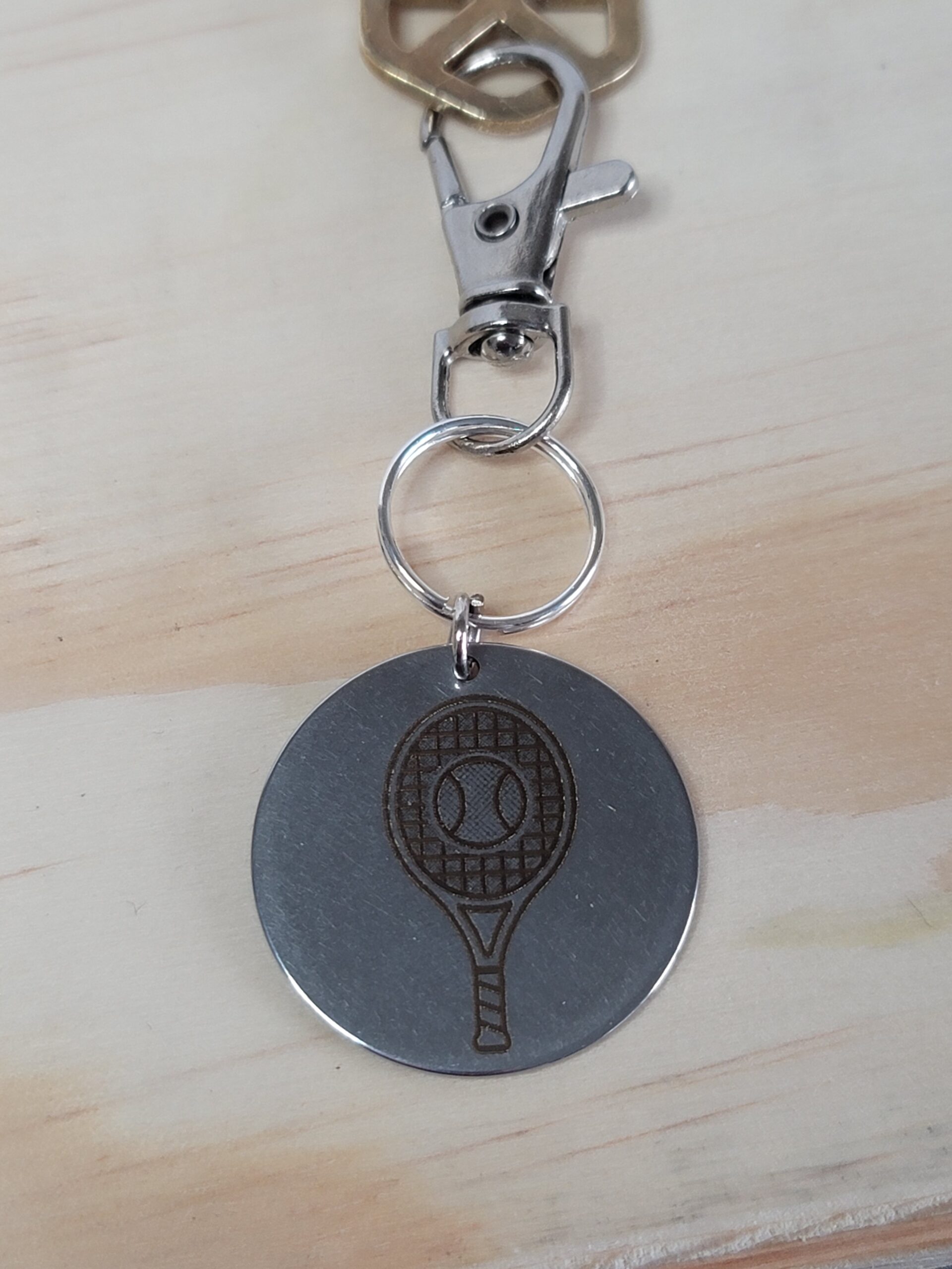 Laser Engraved Tennis Keychain Fob – Steel Sports Zipper Pull - Image 2
