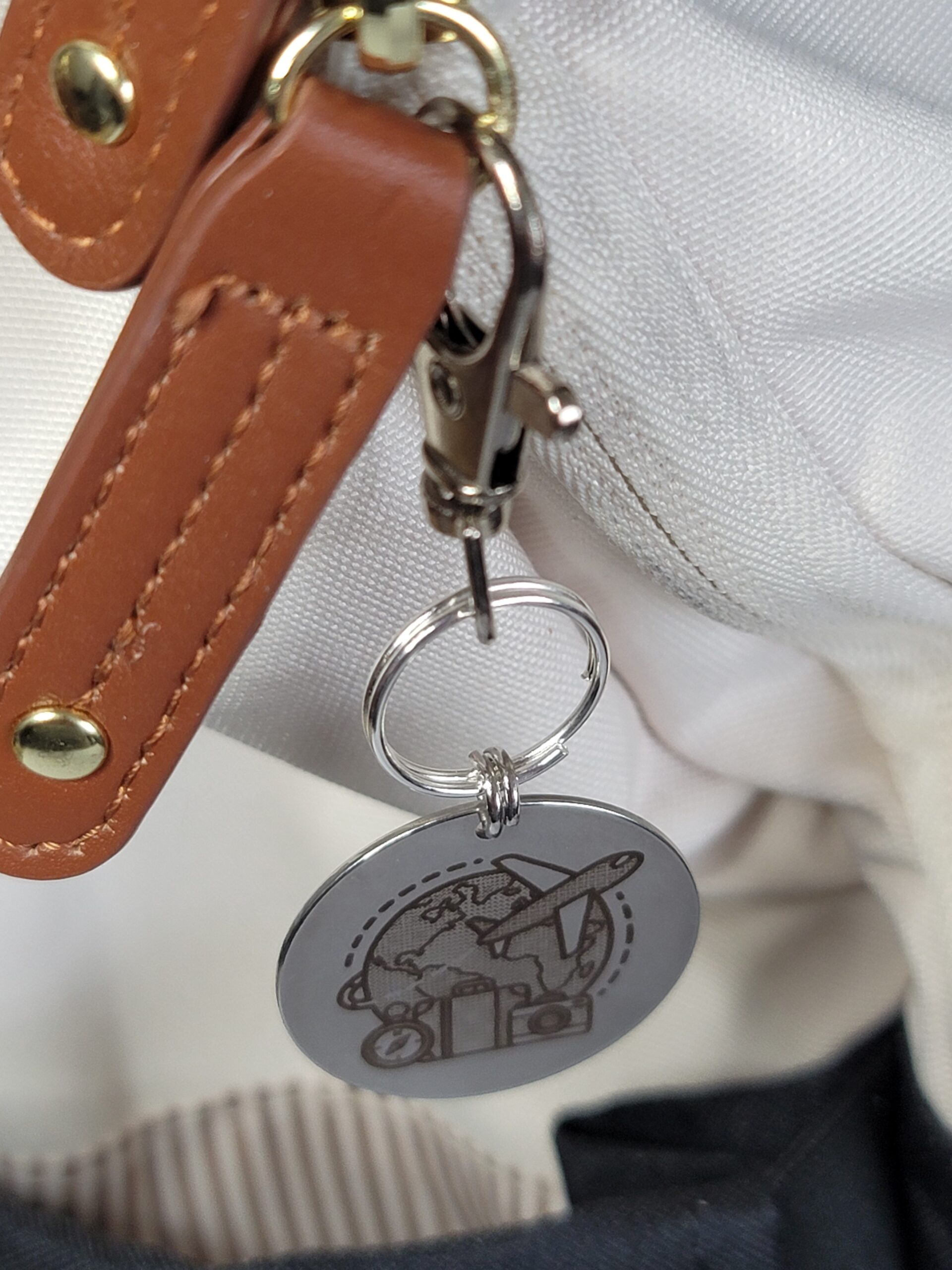 Laser Engraved Travel Keychain Fob – Steel Adventure Zipper Pull