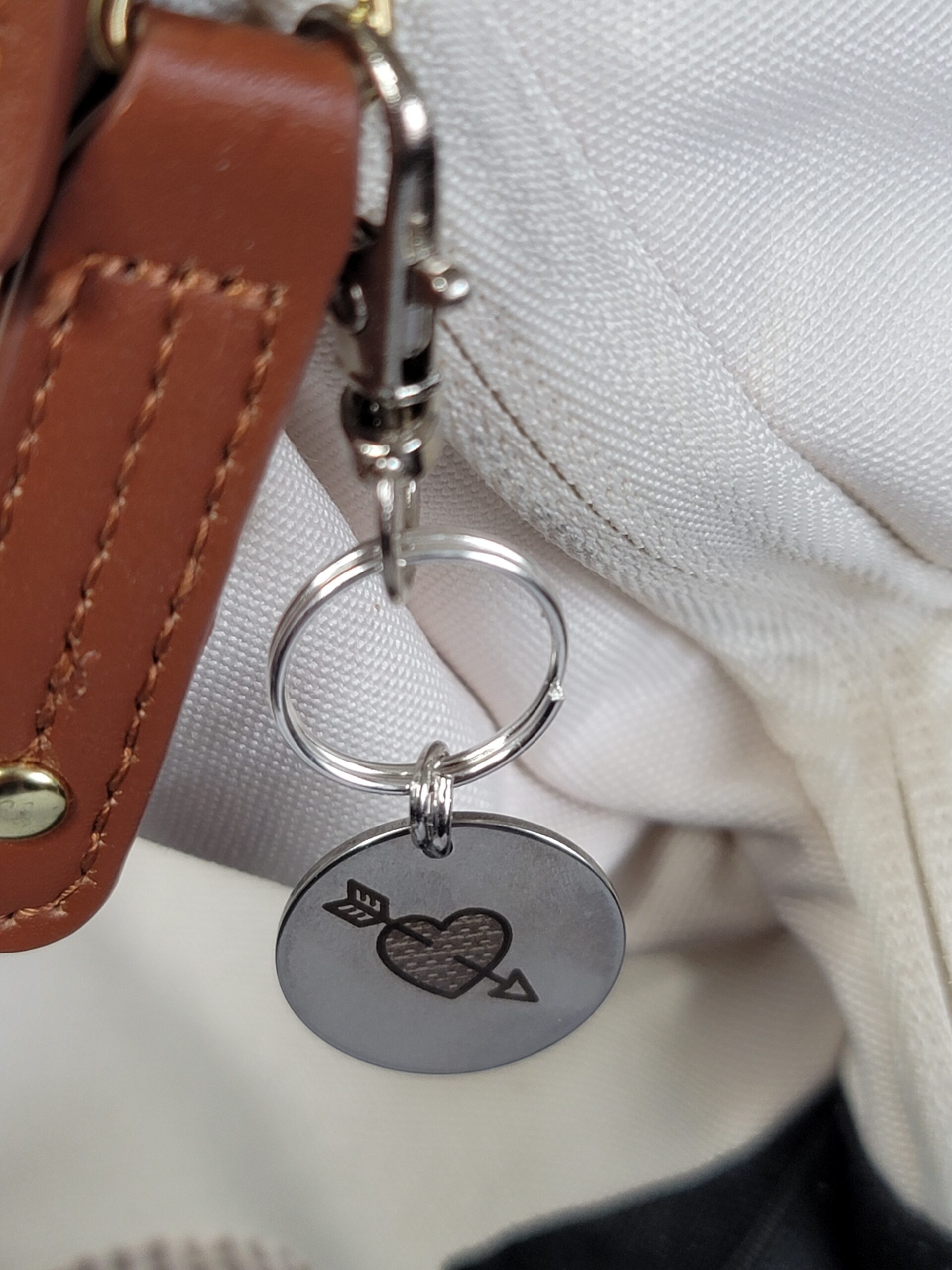 Laser Engraved Valentine Heart Keychain Fob – Steel Love Zipper Pull - Image 3