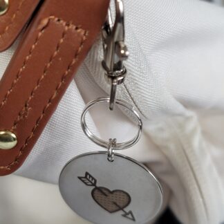 Laser Engraved Valentine Heart Keychain Fob – Steel Love Zipper Pull