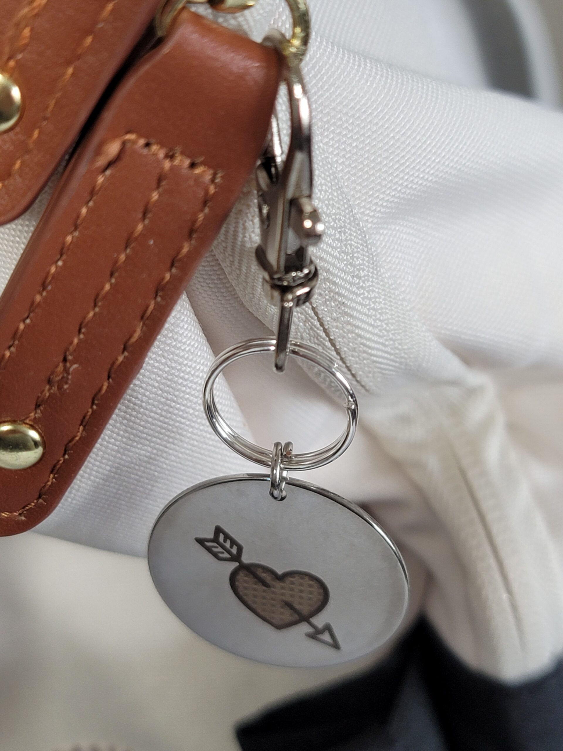 Laser Engraved Valentine Heart Keychain Fob – Steel Love Zipper Pull
