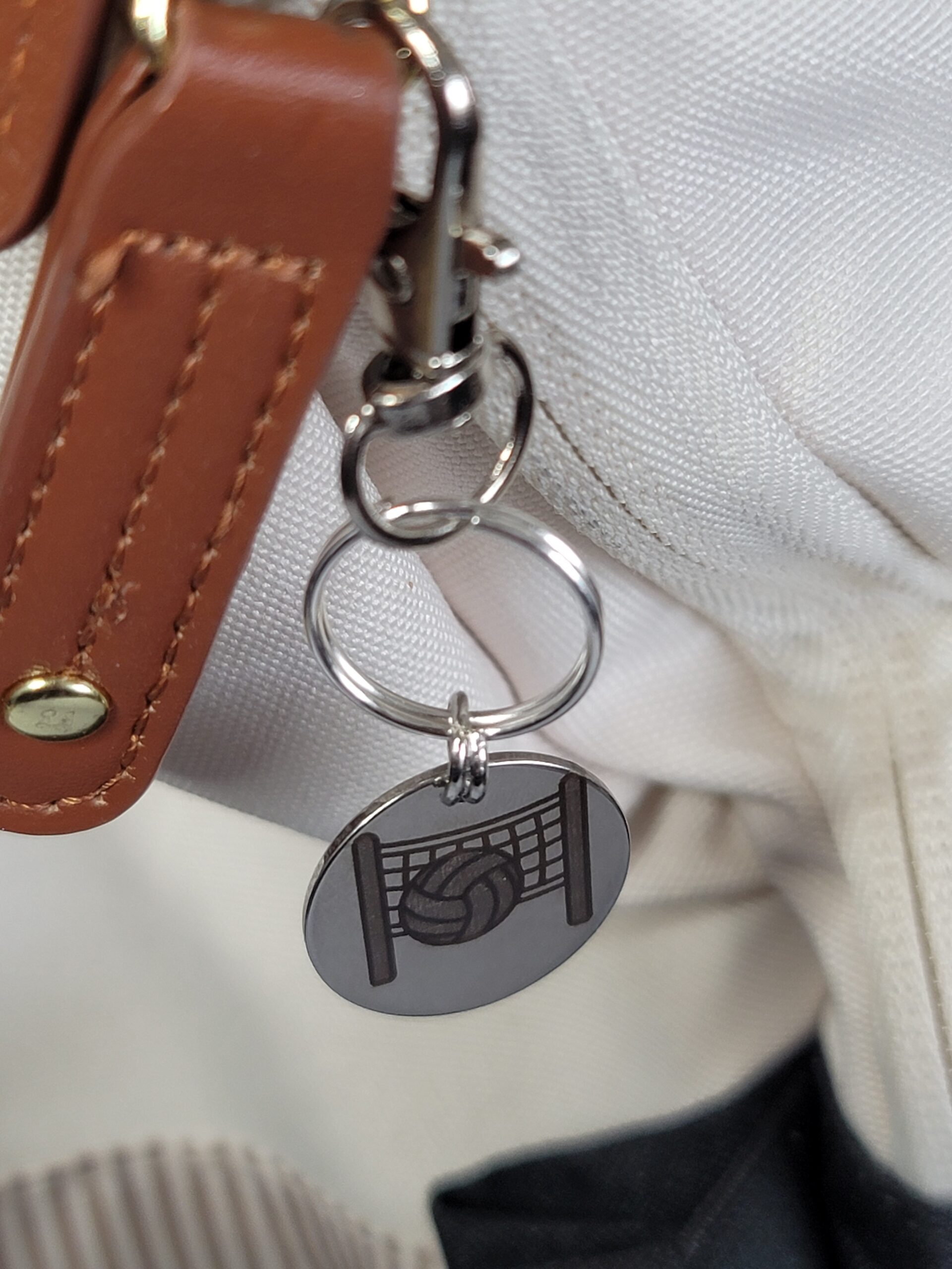 Laser Engraved Volleyball Keychain Fob – Steel Sports Zipper Pull - Image 3