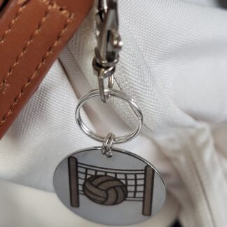 Laser Engraved Volleyball Keychain Fob – Steel Sports Zipper Pull