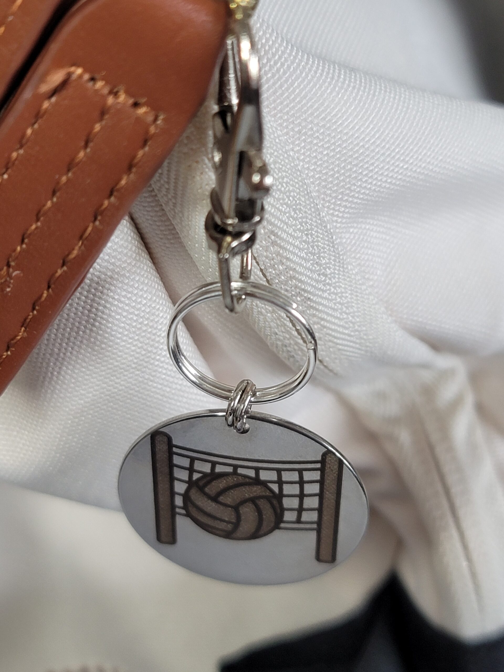 Laser Engraved Volleyball Keychain Fob – Steel Sports Zipper Pull