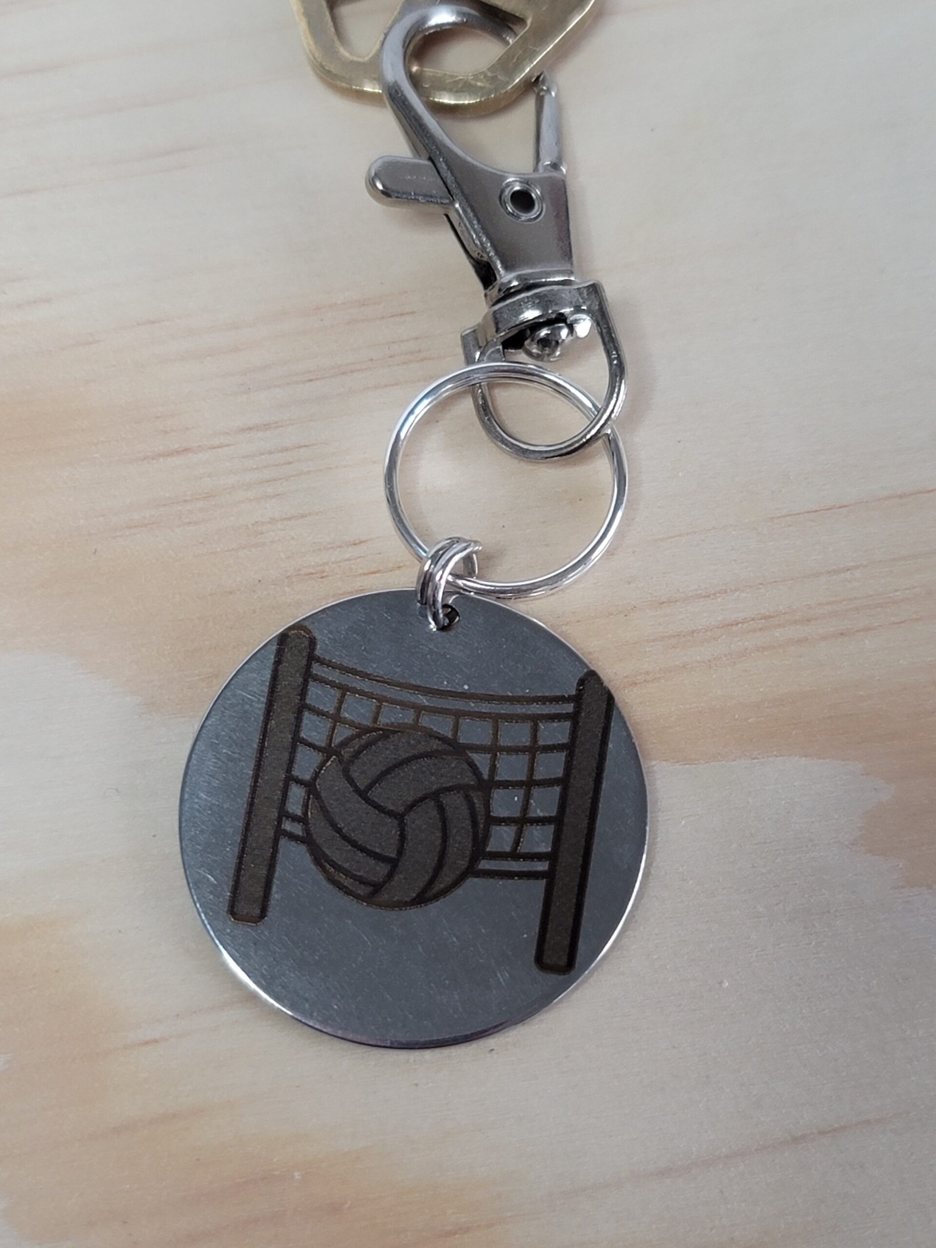 Laser Engraved Volleyball Keychain Fob – Steel Sports Zipper Pull - Image 2