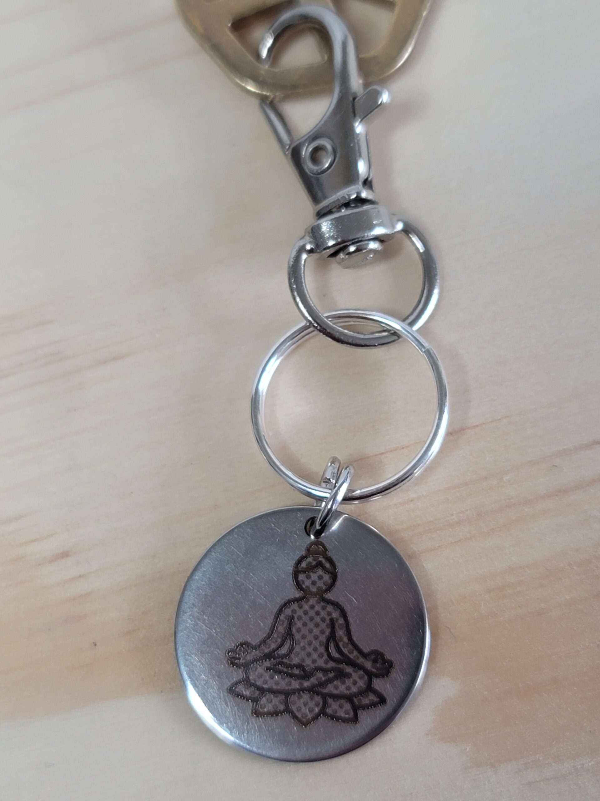 Laser Engraved Yoga Keychain Fob – Steel Zipper Pull Accessory - Image 4